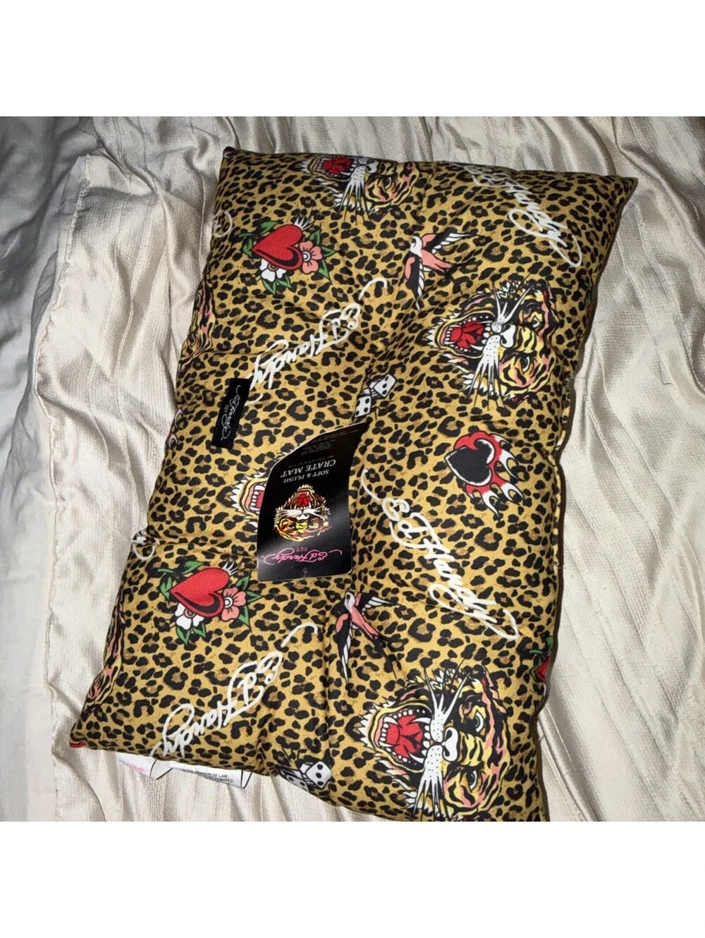 Ed Hardy Crate Pet Mat Cushion Tiger Cheetah Print New 24x16 In